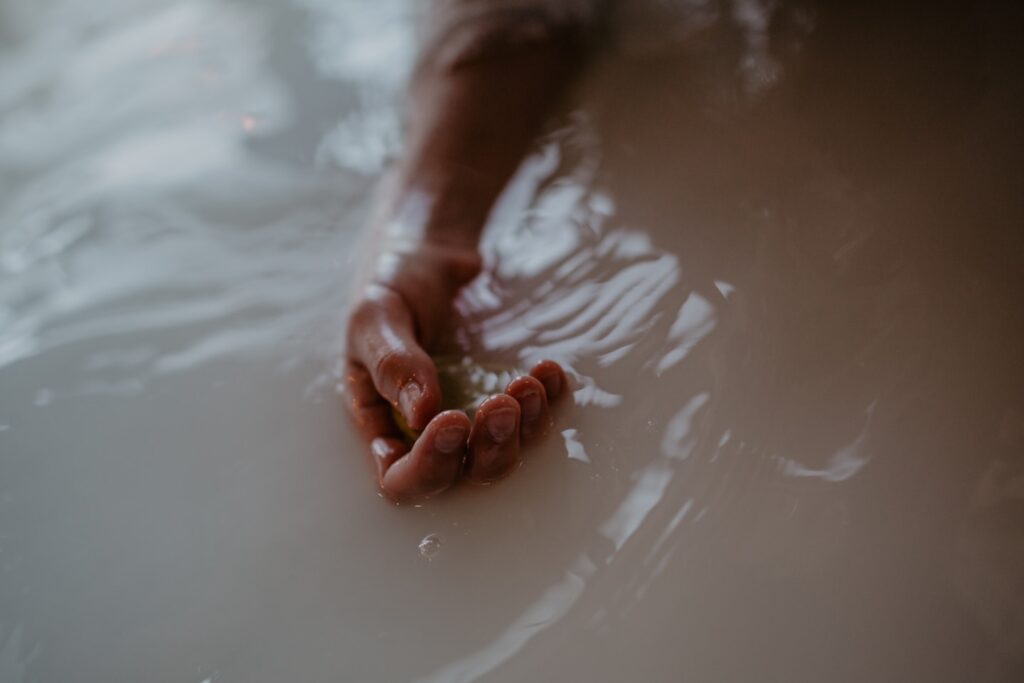 a person's feet in water
