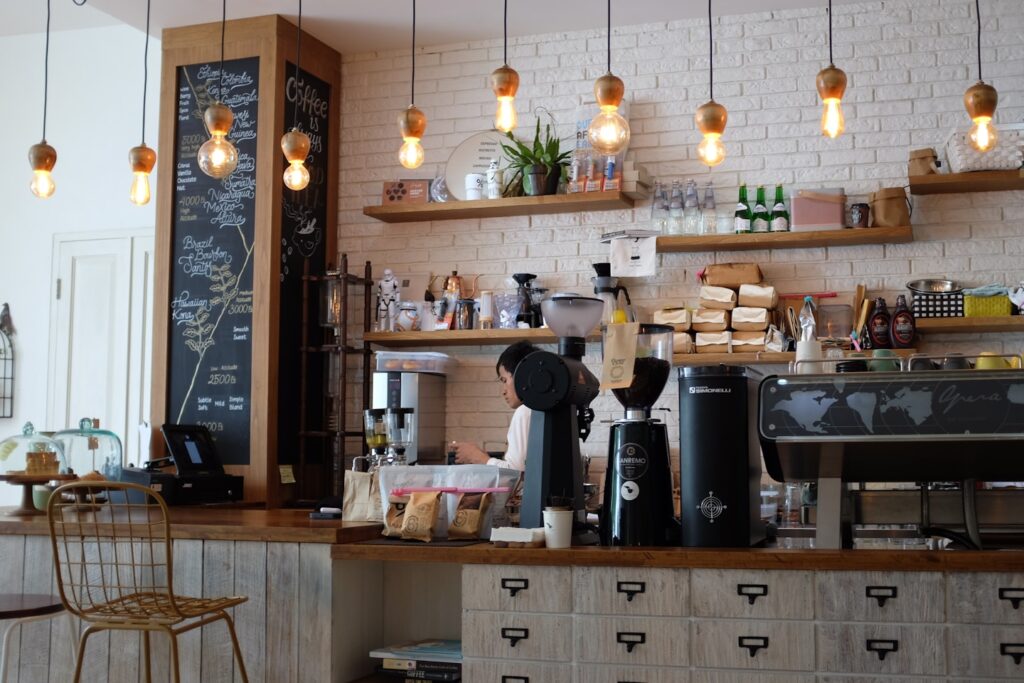 Vintage coffee shop counter