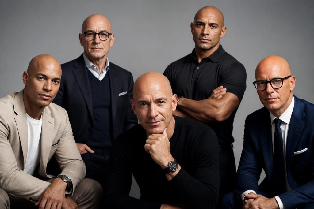 découvrez comment le style des hommes chauves sans barbe reflète des personnalités emblématiques et adoptez un look unique et sophistiqué.