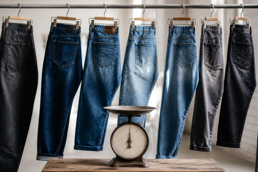 découvrez le poids moyen d'un jeans pour homme ou femme, ses variations selon la taille et le type de tissu, et comment choisir un jean adapté à vos besoins.