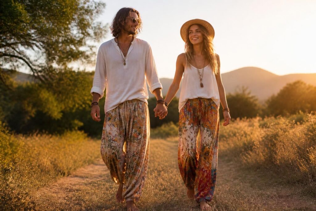 découvrez notre collection de pantalons hippie pour femme et homme et adoptez un style bohème décontracté et tendance. confort et originalité au rendez-vous !