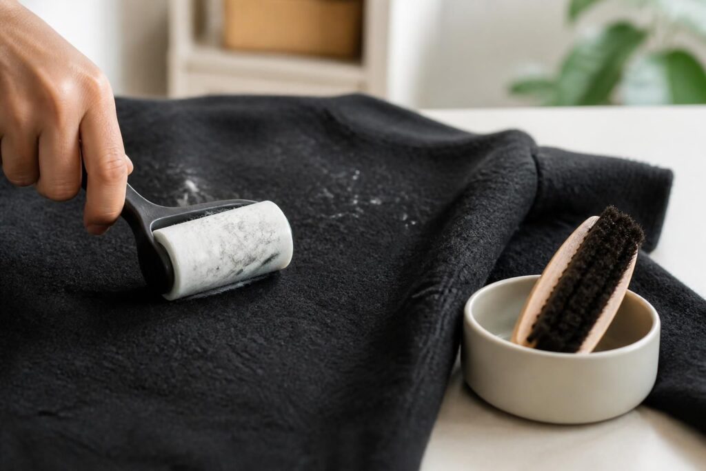 découvrez des astuces efficaces pour enlever les peluches sur vos vêtements noirs et éviter qu'elles n'apparaissent, afin de garder vos habits propres et impeccables.