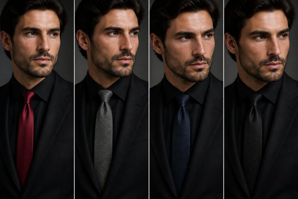 découvrez comment choisir les cravates idéales pour sublimer un costume noir et une chemise noire, et obtenir un look élégant et parfait en toutes occasions.