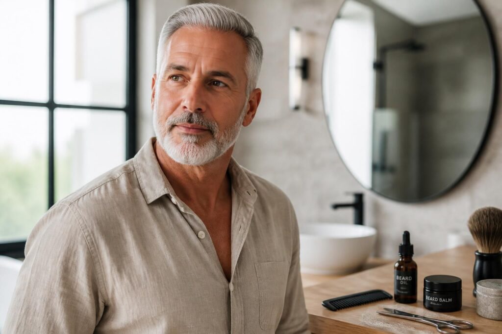 découvrez nos conseils pratiques pour entretenir une barbe courte et blanche, choisir la bonne taille et valoriser votre style masculin avec élégance.