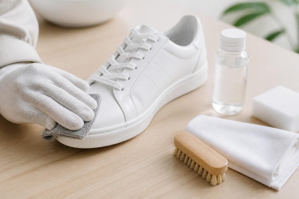 découvrez nos astuces et produits recommandés pour nettoyer vos baskets en cuir blanc sans les abîmer, et conservez leur éclat comme au premier jour.