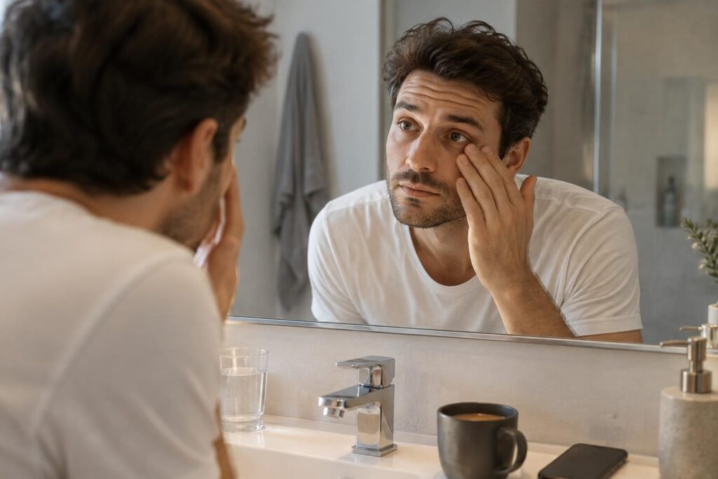 découvrez les causes des poches sous les yeux chez l’homme et les gestes simples du quotidien pour les atténuer.